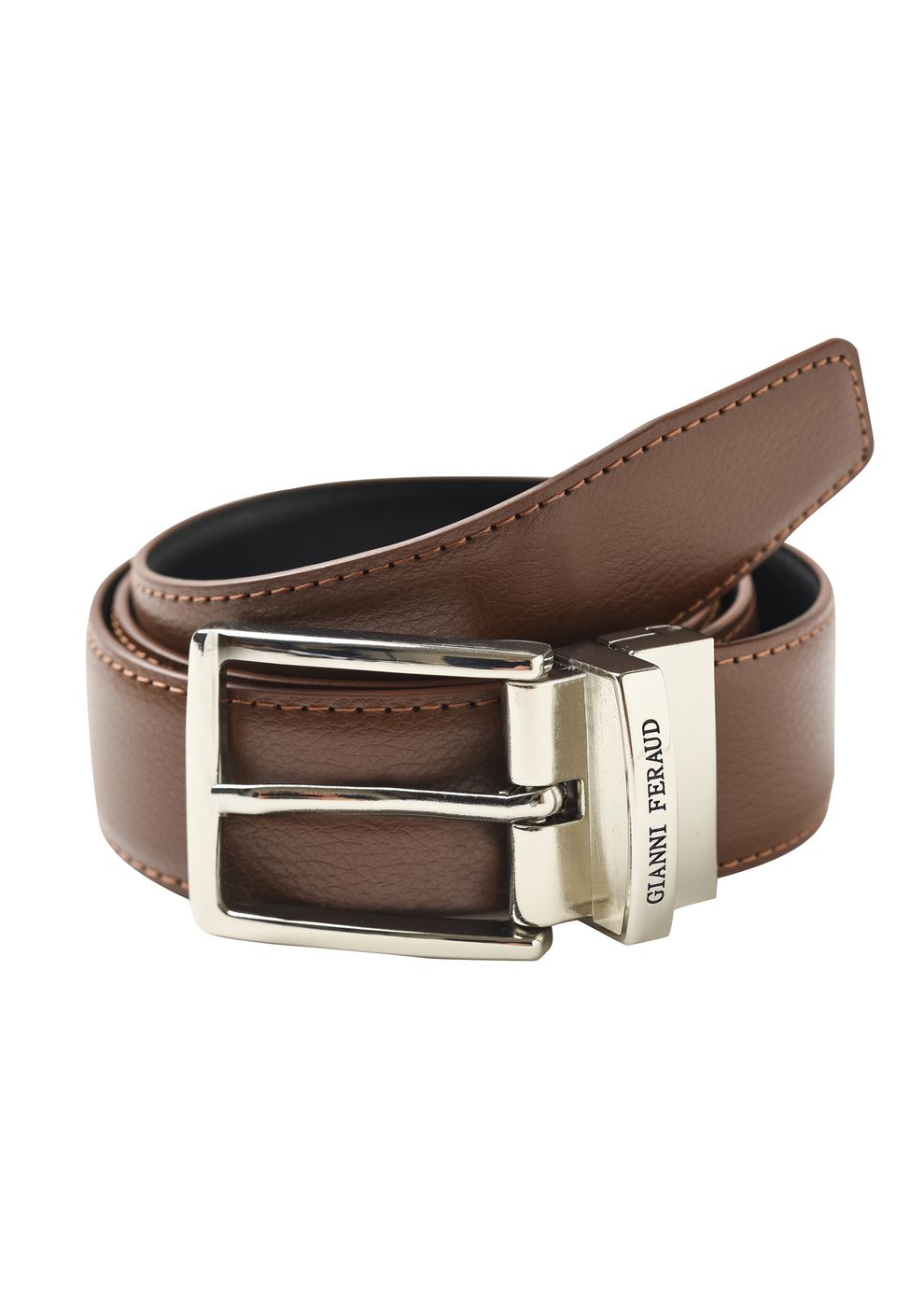 Brown leather slim horse shoe buckle belt – Scott Fraser Collection